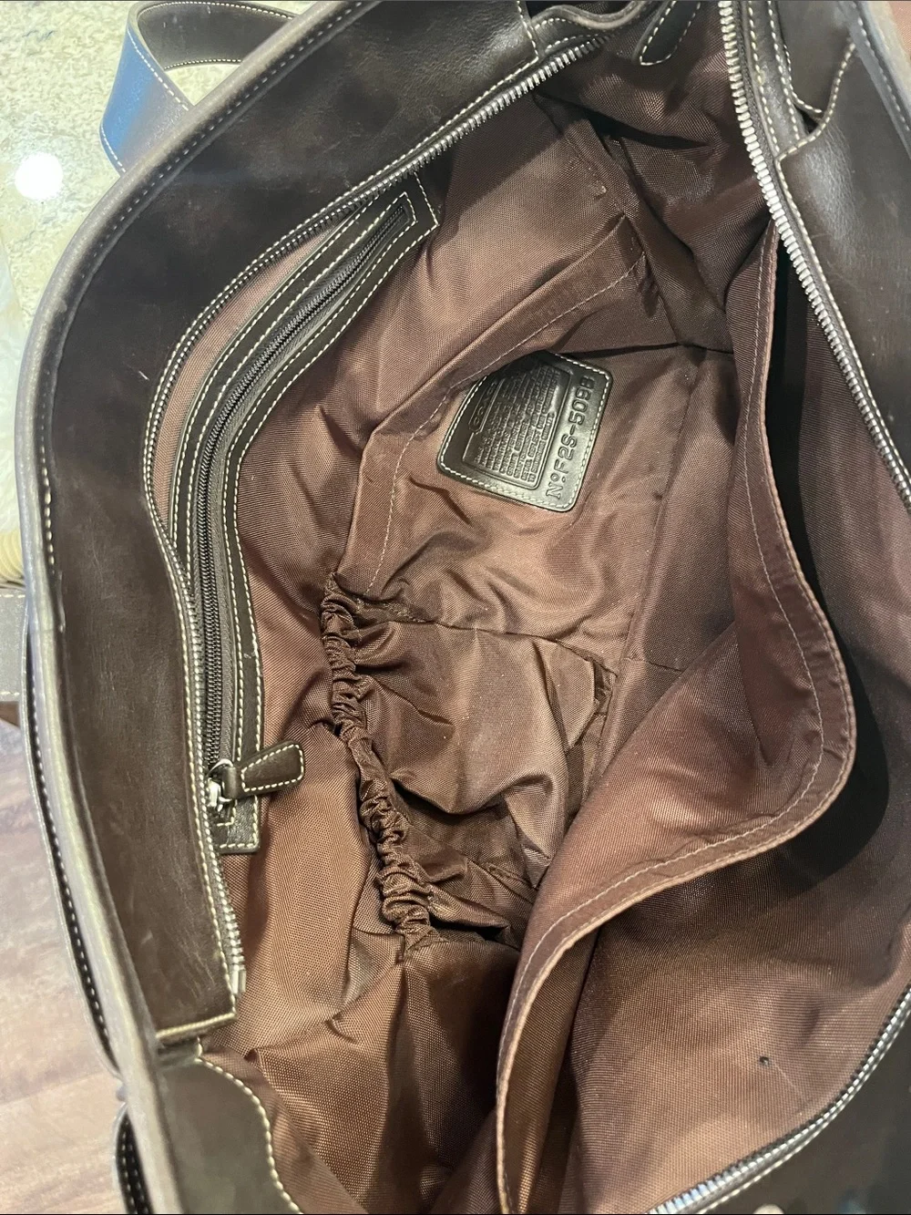 Vintage Coach Leather Hampton Tote Bag in Dark Brown